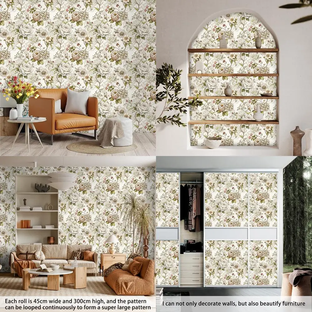 Nordic Style Self Adhesive Wallpaper Peony Flower Wall Sticker Living Room TV Background Wall Mural Y2 Drop Shipping