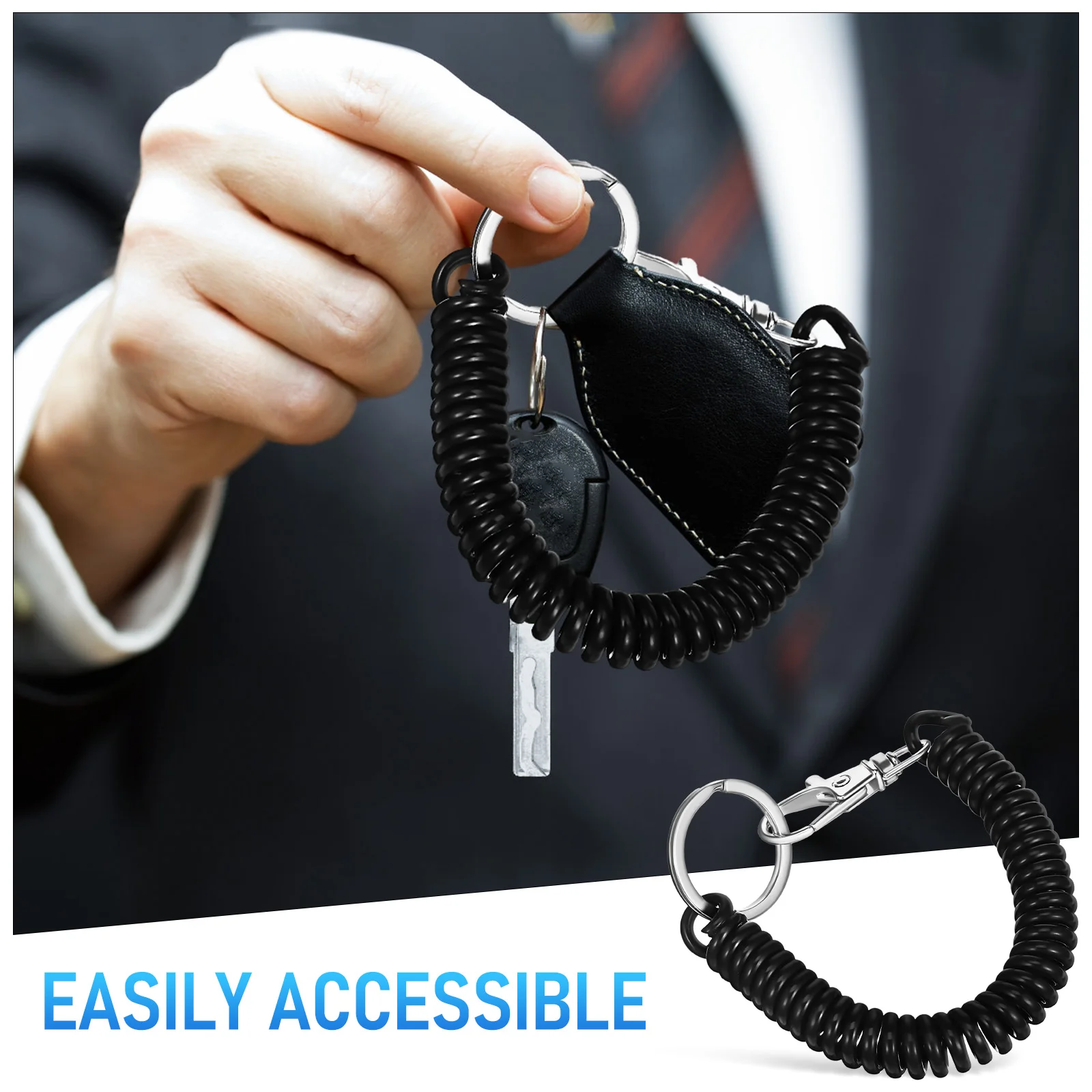 10 Pcs Key Chain Stretch Cord Wrist Keychain Rings Cell Phone Lanyard Outdoor Rope Car Retractable Coil Spiral Wristband