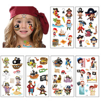 10 Sheets/Pack Pirate Temporary Tattoo Pirated Captain Tattoo Body Sticker Kids Boys Girls Pirate Birthday Party Favors Supplies