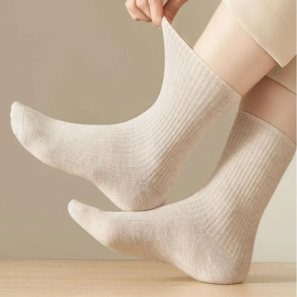 3 Pairs Women White Socks Cotton Harajuku Korean Style Y2k Lolita Socks For Girls Solid Striped Socks Set