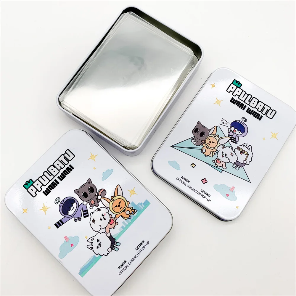 KPOP TT PPULBATU WARI WARI Metal Box Cartoon Card Storage Box SOOBIN YEONJUN BEOMGYU TAEHYUN HUENINGKAI Fans Collect Gift