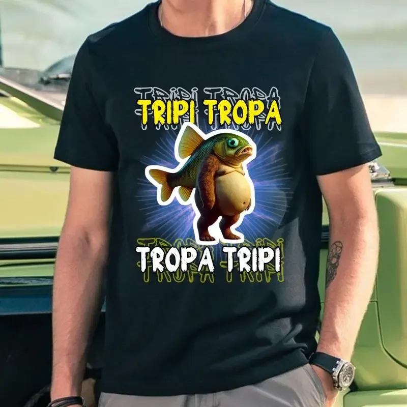 Tripi Tropa Funny T Shirt Italian BrainroT Bootleg Rap Fishing Meme Weird Absurd Trending