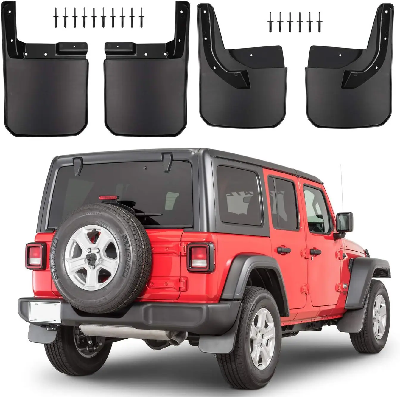 

Front Rear Mudguards, Guard Mud Sand Stone Flaps Fender Splash for Jeep Wrangler JL 2018 2019 2020 2021 2022 2023 2024