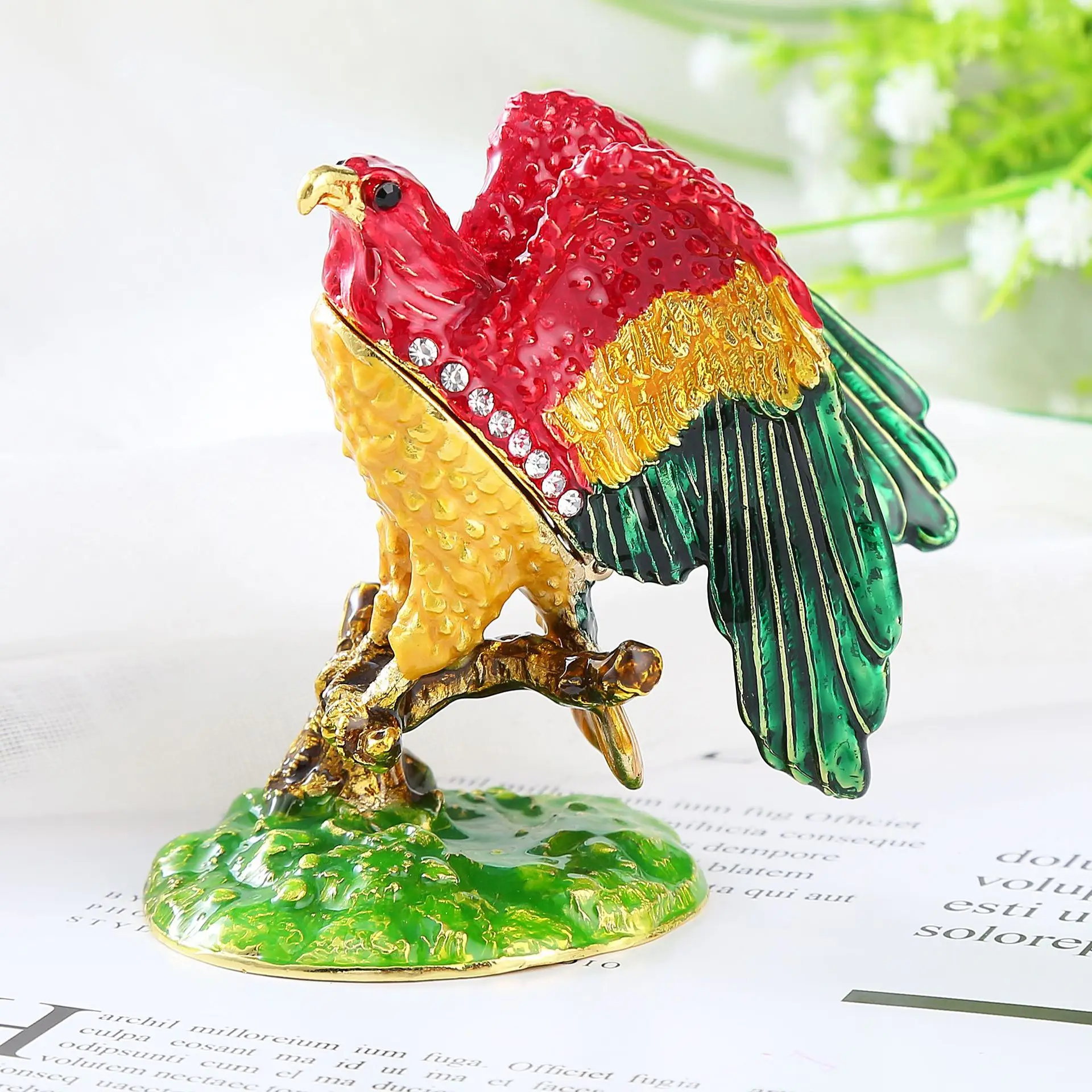 Enamel coated metal crafts storage box, creative animal shaped ornament
