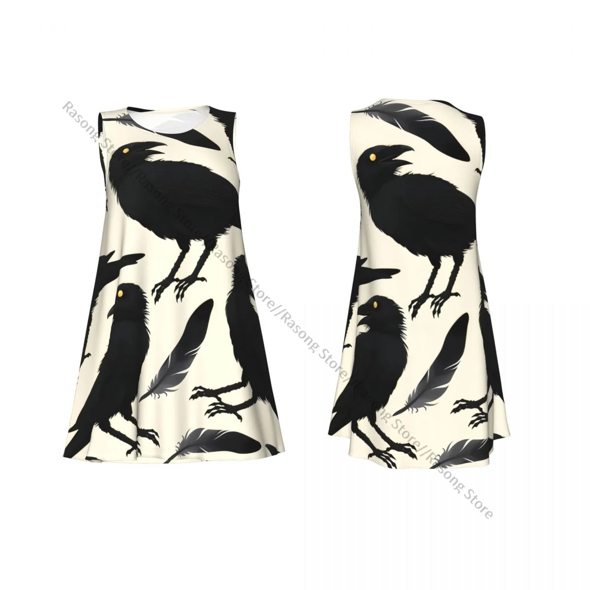 ชุดสตรี Raven และ Feathers ฤดูร้อน Casual T เสื้อชายหาด COVER UP ชุดถัง