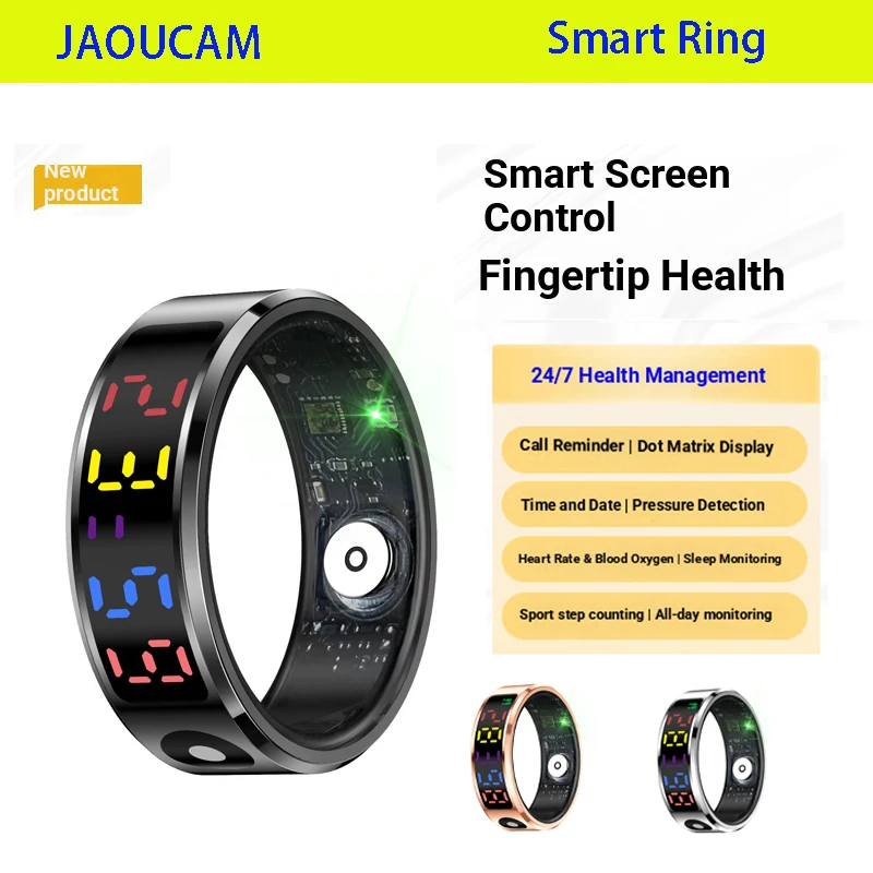 

Умное кольцо 2026 с дисплеем и сенсорным управлением, зарядным кейсом, функцией мониторинга здоровья, водонепроницаемостью 5ATM для мужчин и женщин, модель R12