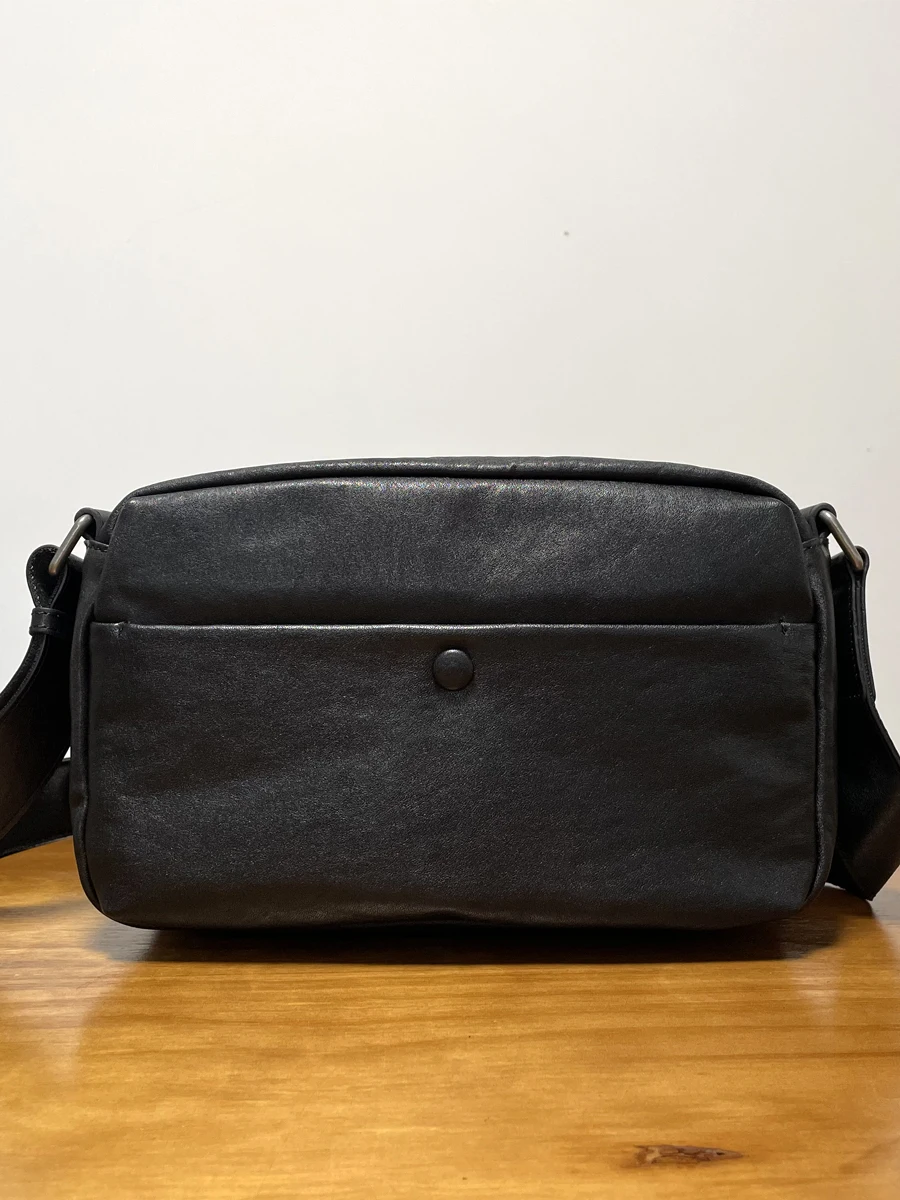 

Выходные путешествия на открытом воздухе, высококачественная мужская черная сумка через плечо из натуральной кожи, повседневная дизайнерская сумка через плечо из коровьей кожи ручной работы