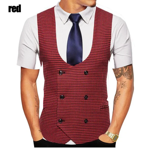 New Fashion Summer Cool 3d Suit Tuxedo Pattern Print Tshirt Men and Women Wear Casual Short-sleeved T-shirt