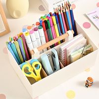 PP Pen Holder 8 Grids Adjustable Desktop Storage Box Durable Large Capacity Desktop Sundry Storage Basket Students