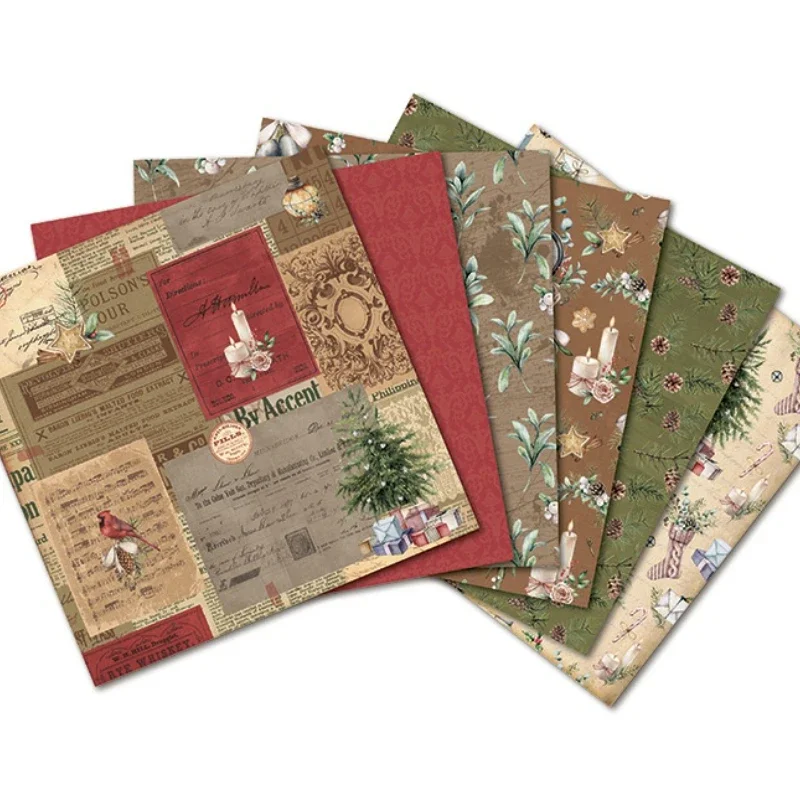 Papier z wesołego boże narodzenie Scrapbooking z różnymi wzorami kartonu Origami jednostronny Vintage DIY dekoracyjne do robienia kartek na 24 sztuki