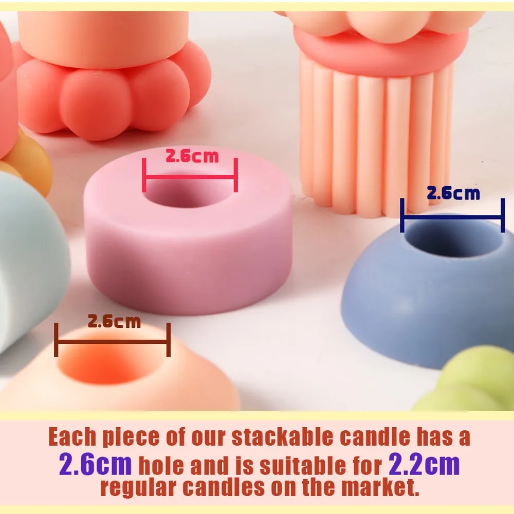 Boowan Nicole Stackable Candle Mold Handmade Silicone Mould for 2.2cm Taper Candles DIY Candle Making Supplies Christmas Gift
