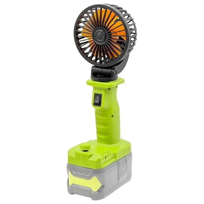 Portable Foldable Desk Fan Compatible with For Ryobi 18V Li-ion Batterie Stepless Speed Control with USB Type-C Port for Camping