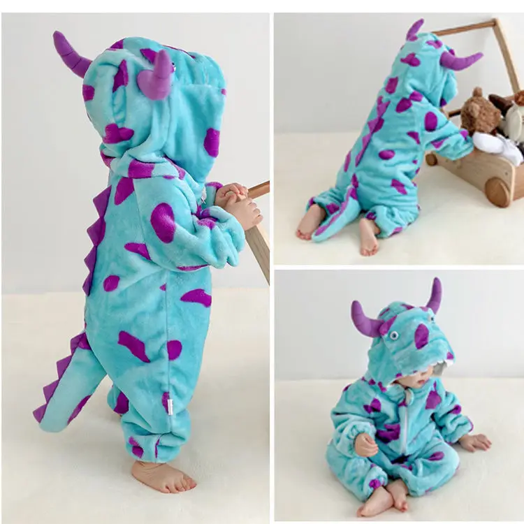 Newborn Baby Clothes Spring and Autumn Baby Onesie Flannel Warm Cute Cute Home Onesie Pajamas
