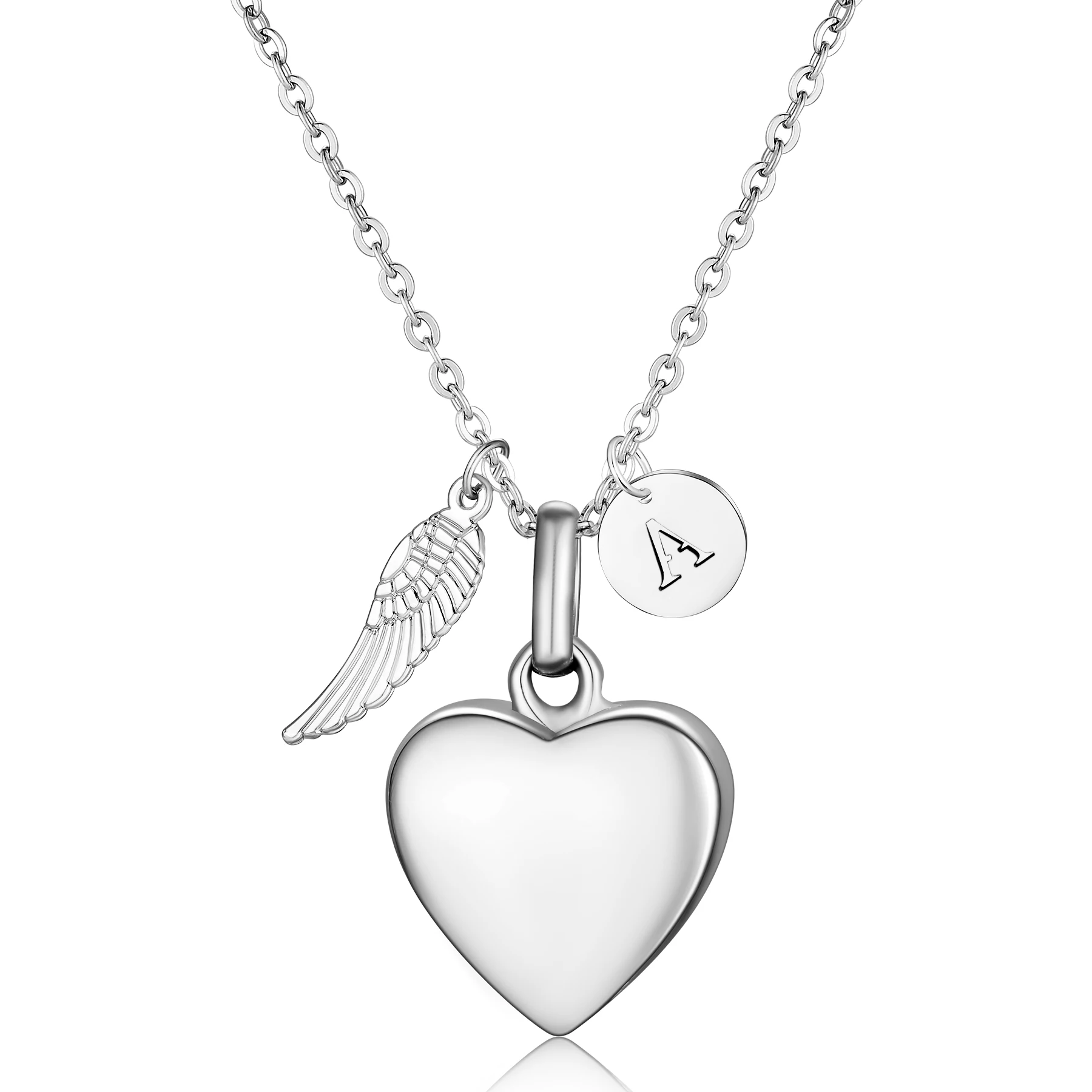 Personalisierte Foto-Text Edelstahl Engelsflügel Herz Urne Halskette Andenken Gedenkschmuck für Asche – Detail 2