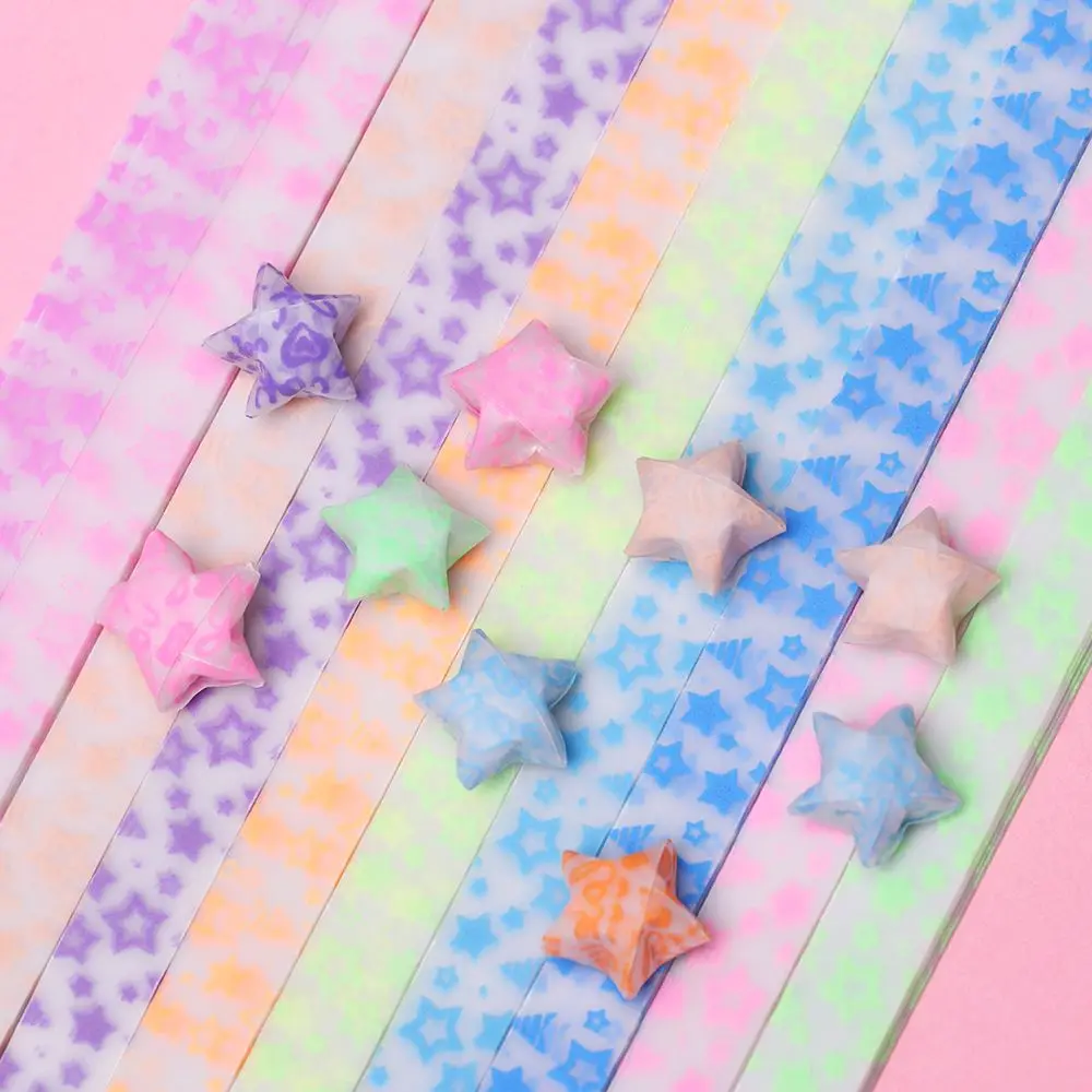 210pcs/lot Pressure Relief Single Sided Candy Colors Home Decor Best Wishes Origami Folding Star Paper Strips Scrapbooking