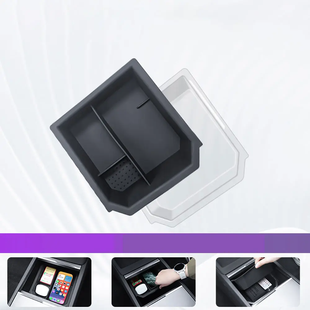 

Center Console Organizer For New Tesla Model Y Juniper (2025-2026) Silicone And ABS double-layer storage box