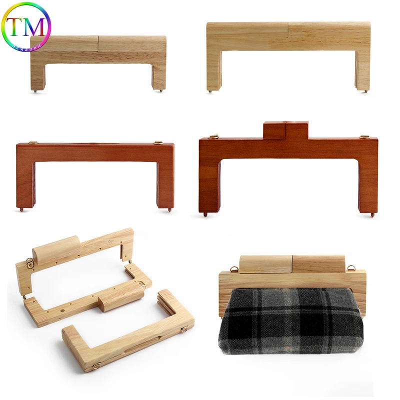 1-5Pcs 21.7cm/27.5cm Solid Wood Frames Wooden Bag Handle Tote Bags Square Wood Handle For Handbag Purse Parts Accessories