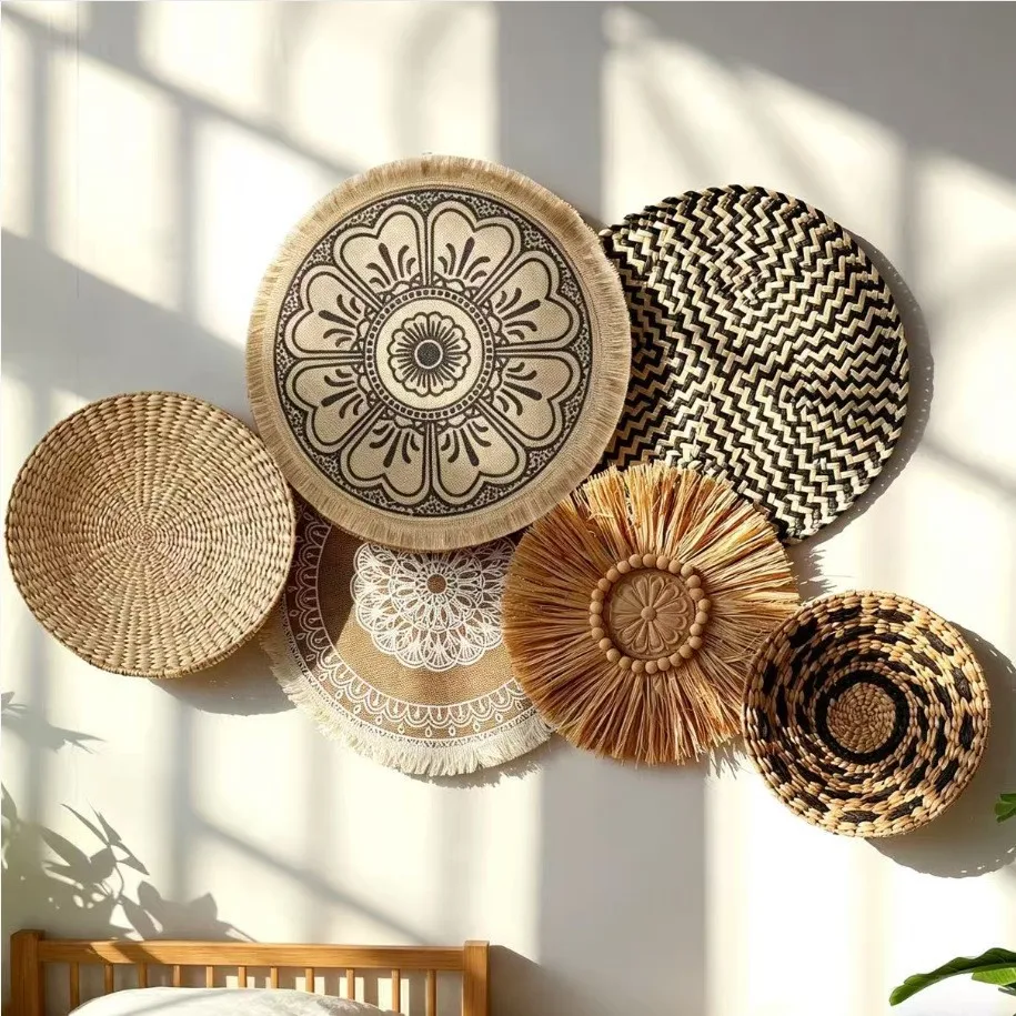 Natural Vintage Jute Woven Pendant Hand-Woven Ethnic Style Decoration Wall Hanging Party Hanging Ornaments For Living Room
