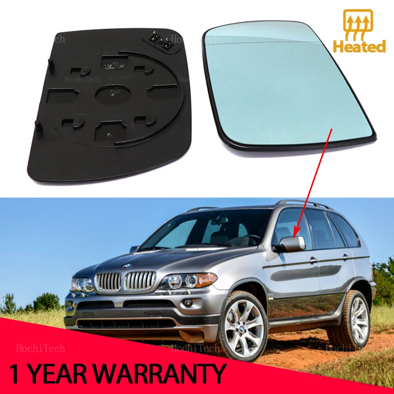 For BMW X5 E53 1999 2000 2001 2002 2003 2004 2005 2006 Left or Right Door Side Heated Wing Mirror Glass Rearview Plate