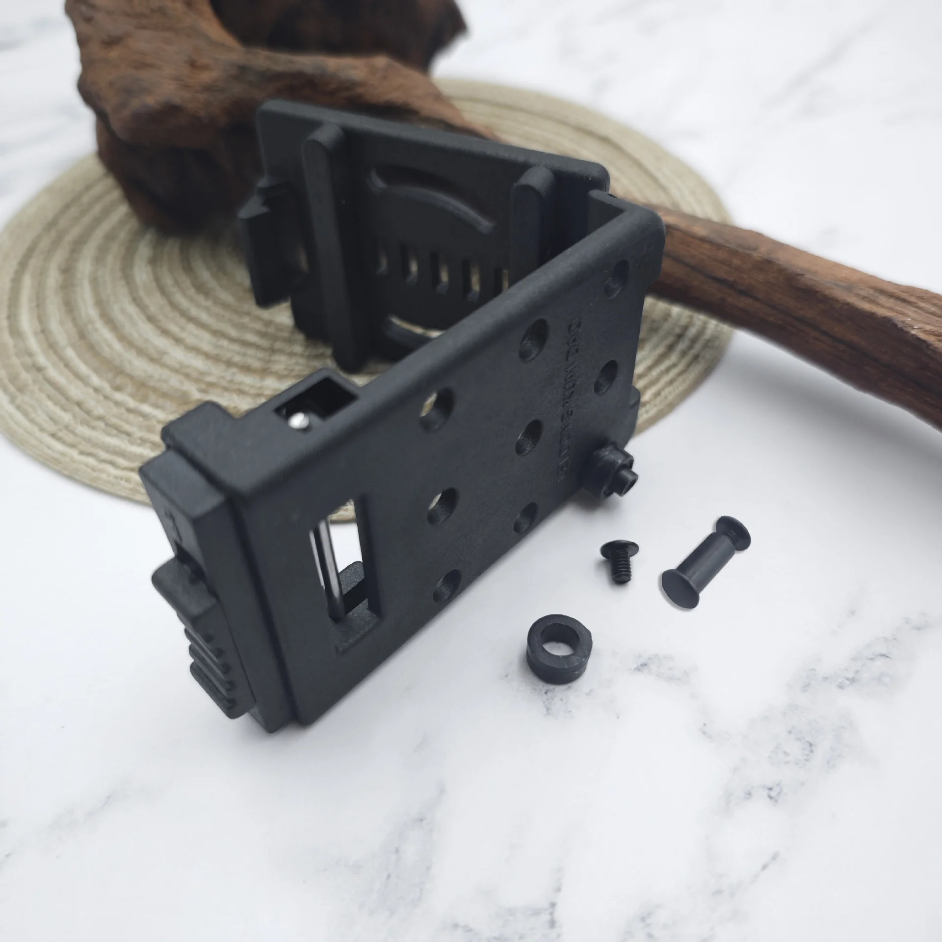 Pump action back holster tactical belt clip multifunction quick release knife sheath leather case outdoor carry knife waist c