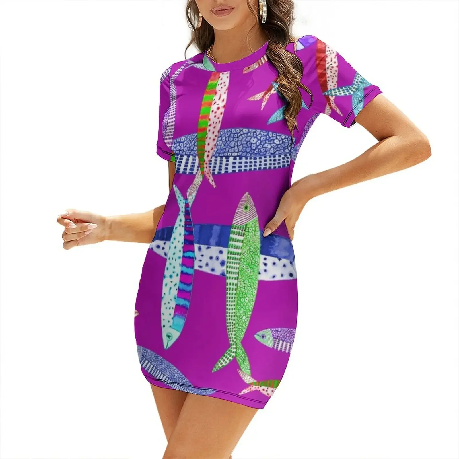 

Pink Sardines Short-Sleeved Dress Dress for pregnant women women's evening dresses 2026 bandage dress