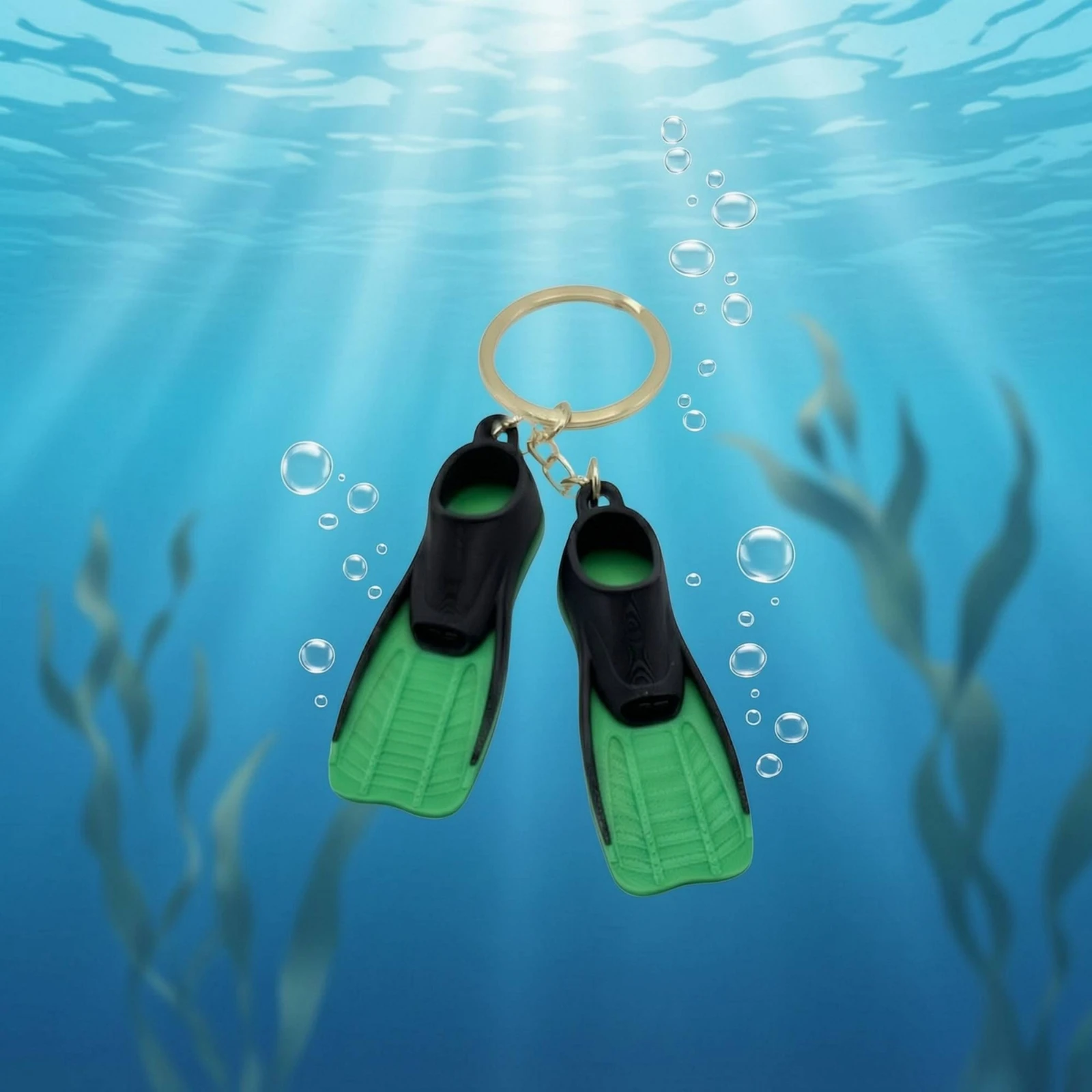 Diving Fins Keychain Textured Mini Swim Fin Key Chain Swim Flippers Key Loop Cute Keychain with Mini Fins Compact for Divers