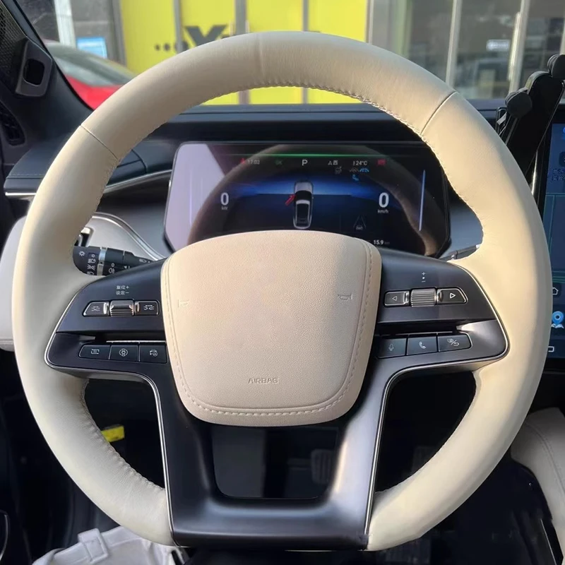 

For BYD Song L 2024 Song Pro 2025 Yuan UP 2024 Hand Sewn Needle Thread Car Steering Wheel Cover Accessories Genuine Leather