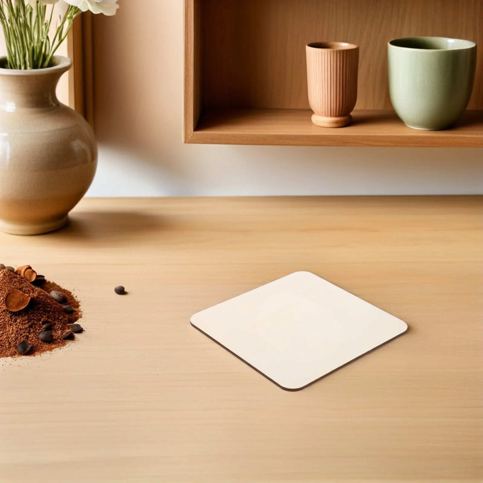 

50 Pcs Wooden Decorations Unfinished Square for Crafts Poplar Beige Natural Slices