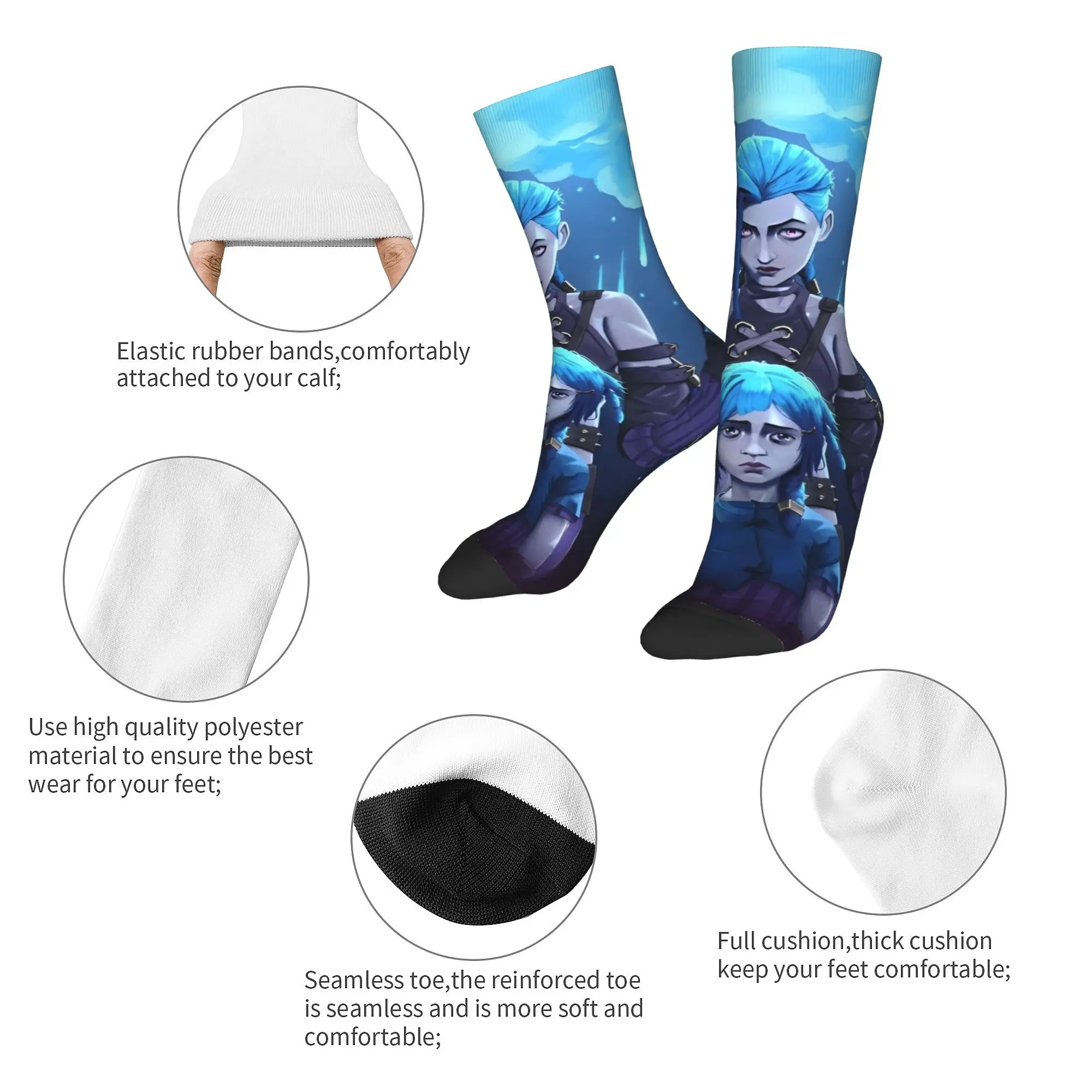 Happy Funny Men's Socks Hip Hop Jinx_Powder BaoBao Arcane  Sock Polyester Skateboard Women Socks Spring Summer Autumn Winter