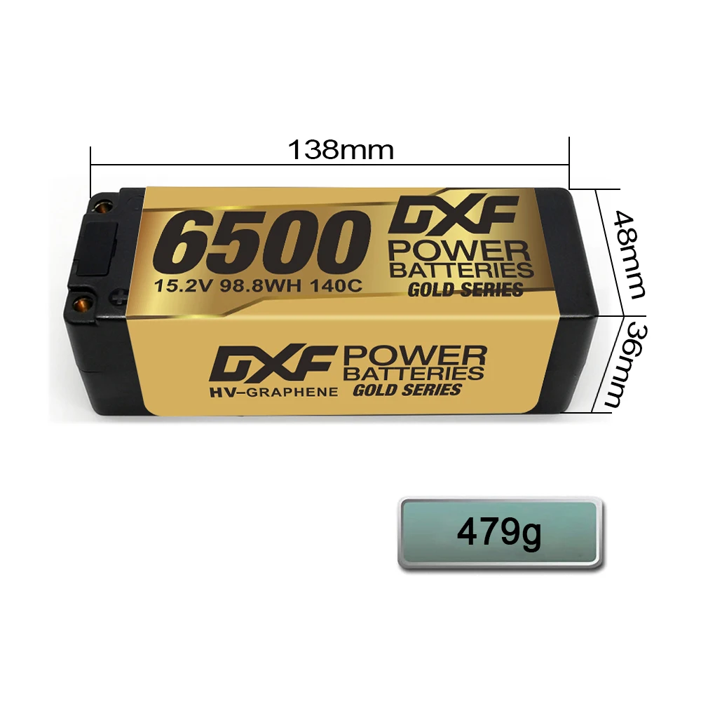 DXF 1/2PCS Hardcase 4S Lipo Battery 15.2V 140C Graphene LCG 6500mah Gold Version XT60 EC5 TRX XT90  for 1/8 Buggy Truck Off-road