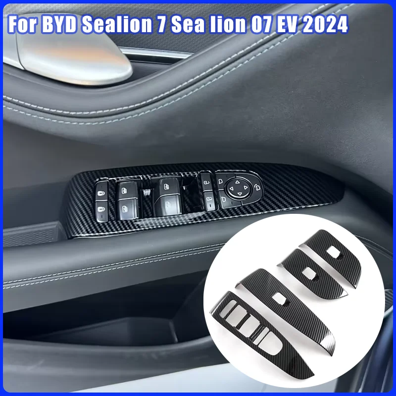 

LHD RHD для BYD Sealion 7, морской лев 07 EV 2024 2025, аксессуары для интерьера, панель переключателя окна, рамка, отделка, внутренние наклейки