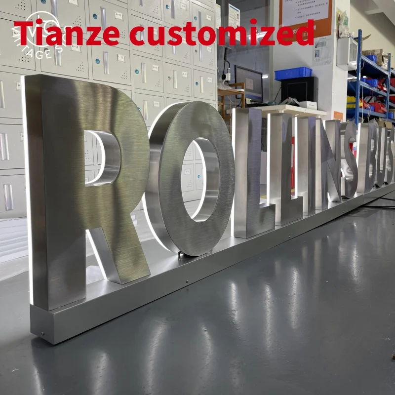 (customized)Silver Mirror Backlit Letters Custom Signs LED Outdoor Backlit Sign With High Quality