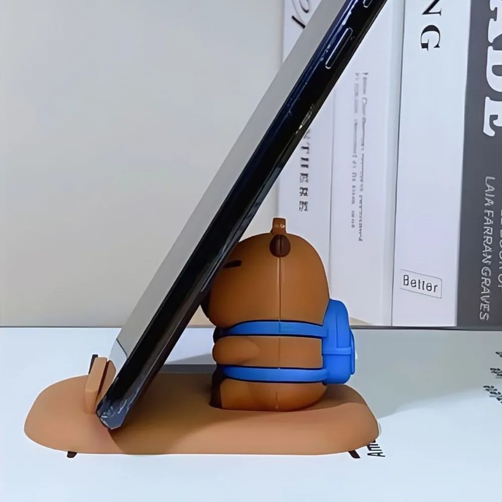 Turtle Capybara Phone Holder PVC Figure Model Capybara Mobile Phone Stand Support Desk Decor Capybara Cell Phone Bracket