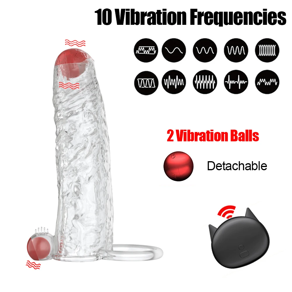 Vibrating Ring Male Penis Sleeve for Penis Dick Delay Ejaculation Enlargement Condoms Vibrator Sexules Toys Male Delay Trainer