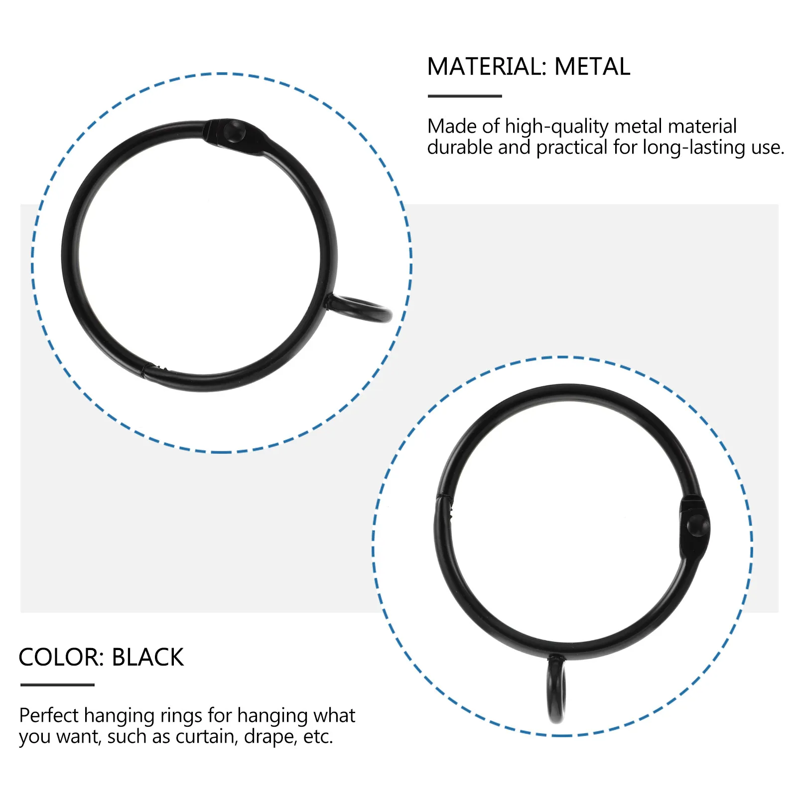 20Pcs Premium Metal Curtain Rings Eyelet Circle Window Hanger for Drapes Roman Shades Easy Slide Strong Load Bearing Curtain