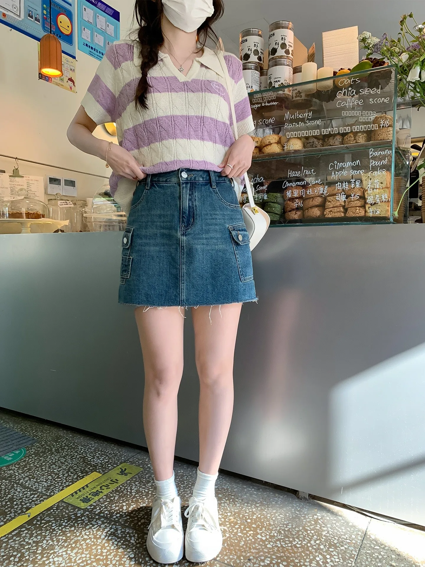 

Женская милая крутая рабочая одежда больших размеров, джинсовая юбка с высокой талией, летняя повседневная юбка из смеси хлопка и полиэстера