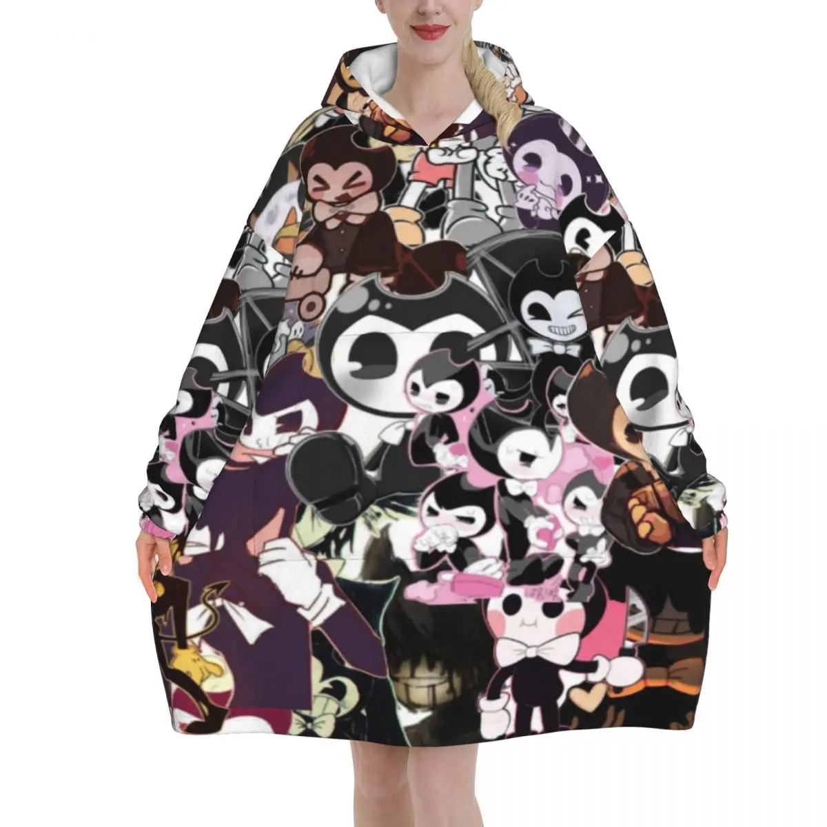 Bendys And The Dark Blanket Hoodie Oversized Wearable Sweatshirt Blanket Warm Gifts for Women Girls Girlfriend
