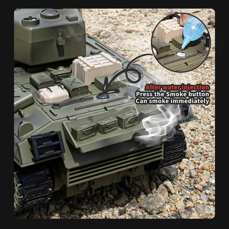 Tanque de Controle Remoto Infravermelho, Modelo Militar, Vibração Recoil, Som LED, Presente Do Menino, Queima Bola De Água, M4a3, Rc M4a3