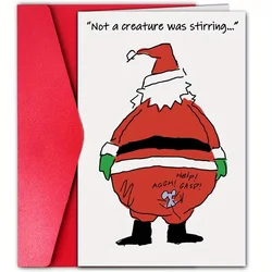 1pc, Christmas card, Merry Christmas, Santa Claus, Not a creature was stirring, Christmas card for friend, wife or husband, son