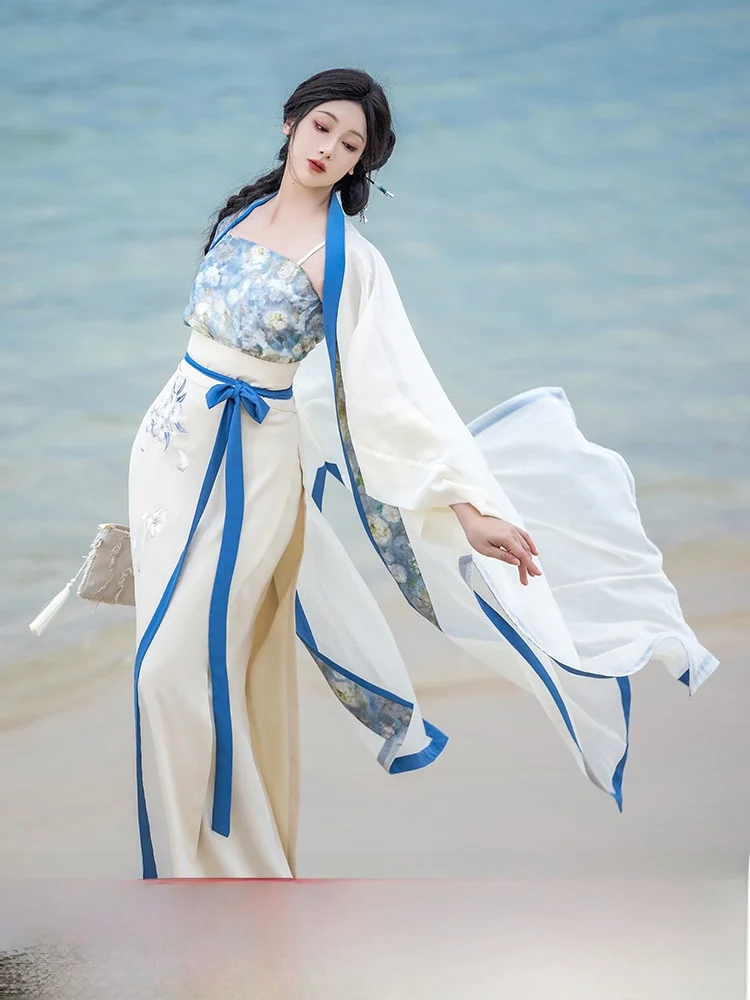 

Song Dynas Sle f Sve Open Cardigan Long Dry Temple Summer Edition Women's Hanfu Tee Piece Set Original Moon Count...