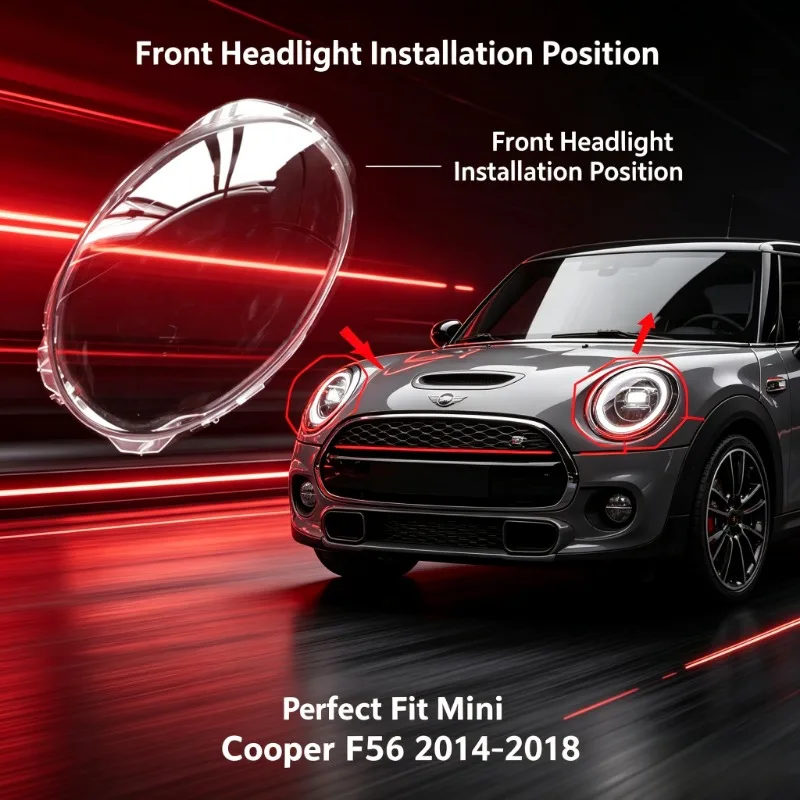 Moggic Headlight Lens Cover Compatible With Mini Cooper F56 Hatchback 2014 2015 2016 2017 2018 Left Right Side