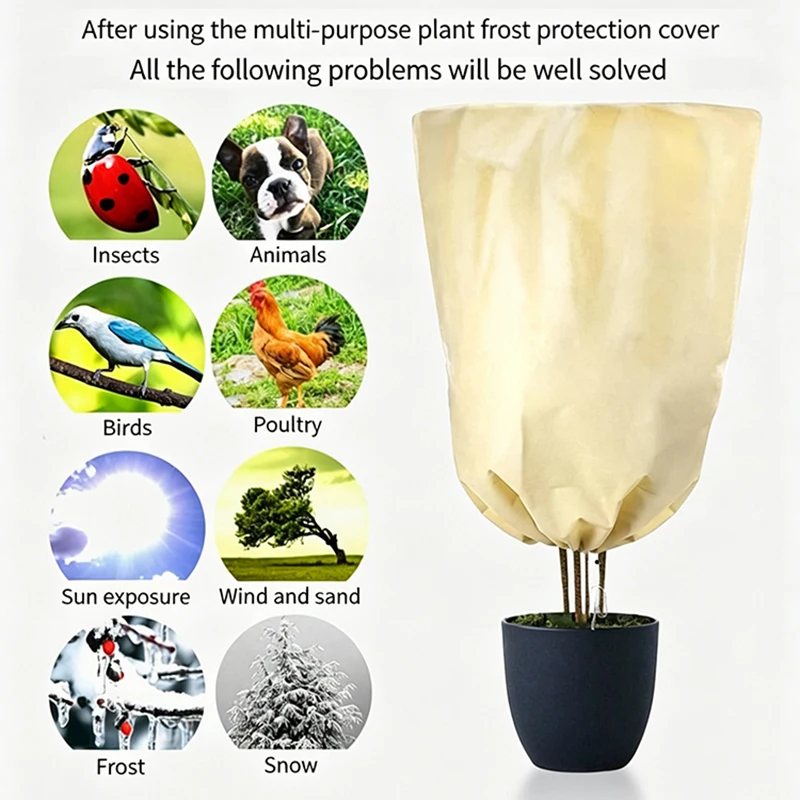 Plant Frost Protection Cover, Warm Breathable Fabric, Shield garden plants, shrubs and flowers from cold wind and frost