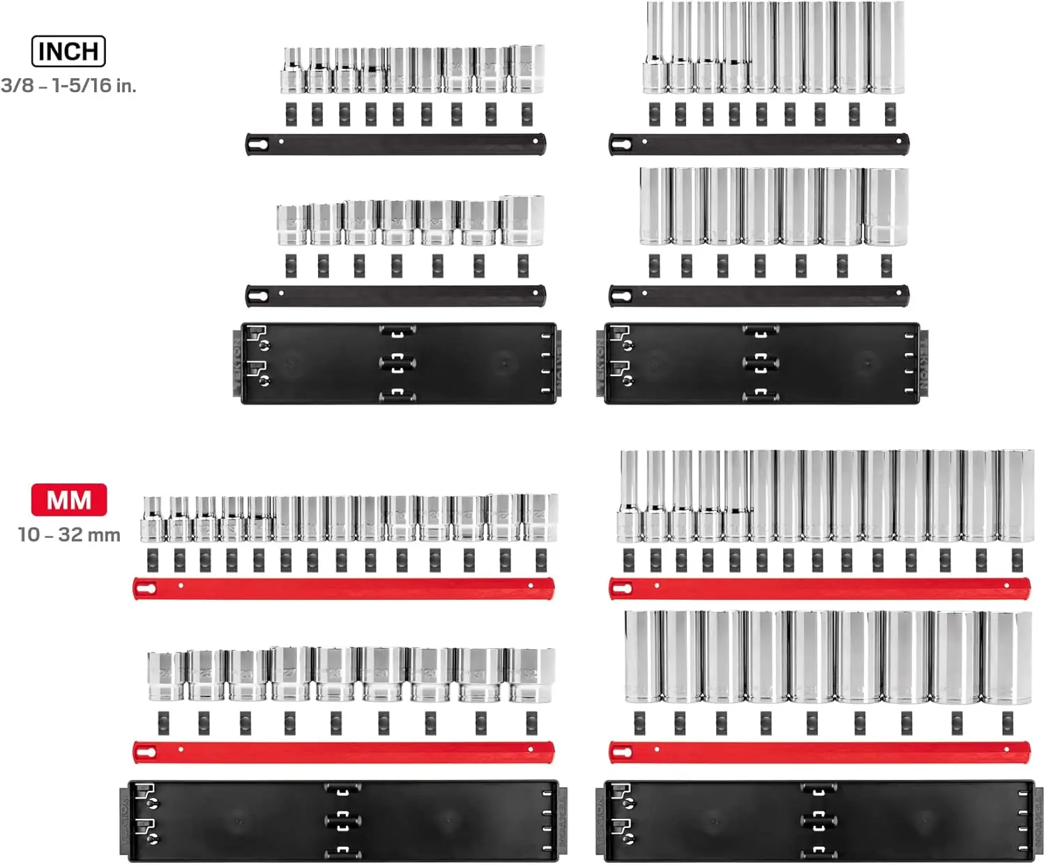 1/2 Inch Drive 12-Point Socket Set With Rails, 78-Piece (3/8-1-5/16 In., 10-32 Mm) | Shd92216