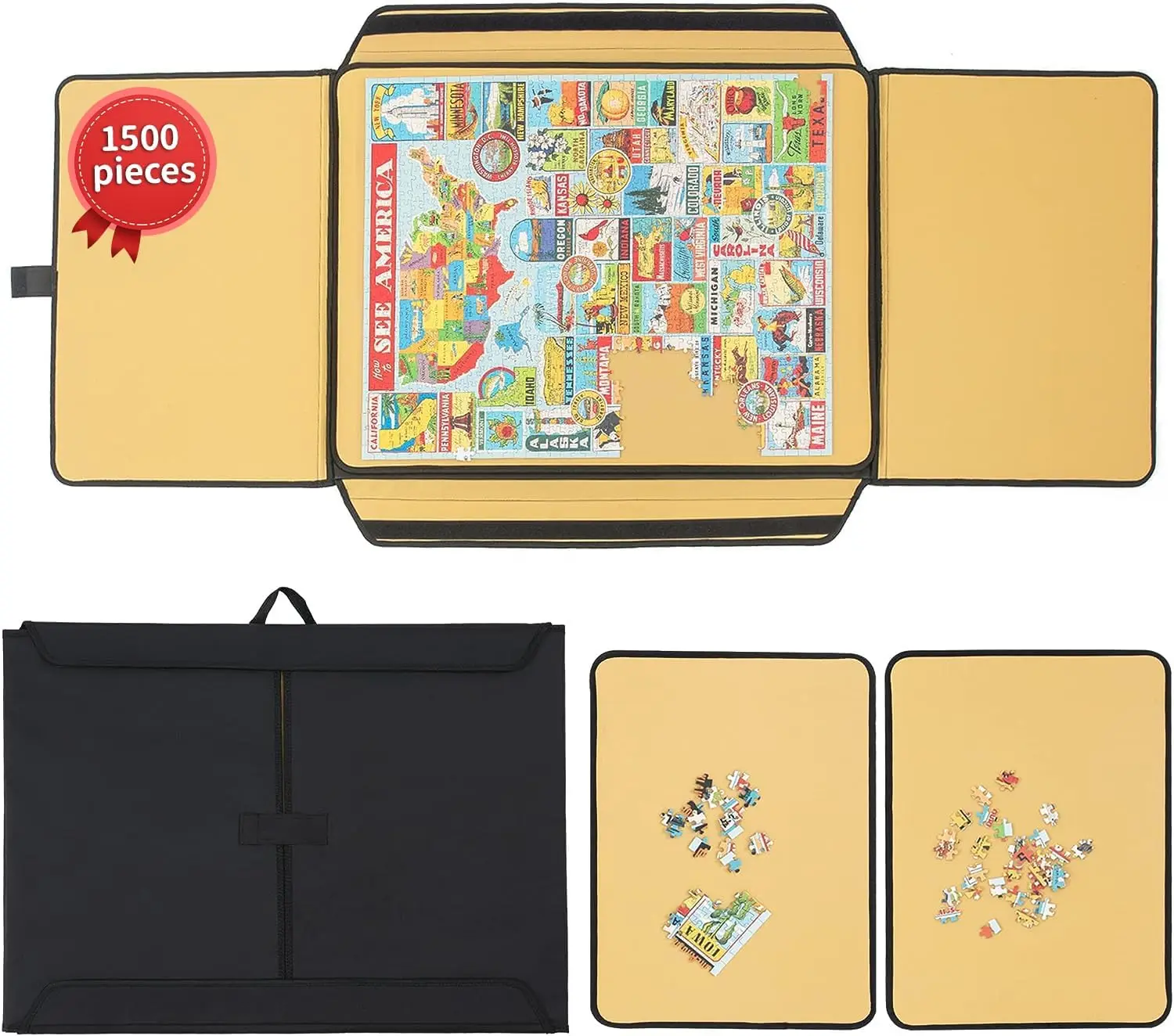 1500/1000 Pieces Jigsaw Puzzle Board, Portable Puzzle Mat with Non-Slip Surface, Sorting Trays, Puzzle Keeper