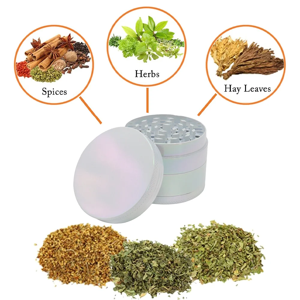 Neon Herb Grinder 4-layer Iridescent Tobacco Grinder Spice Miller Crusher Zinc Alloy 40/50/60mm