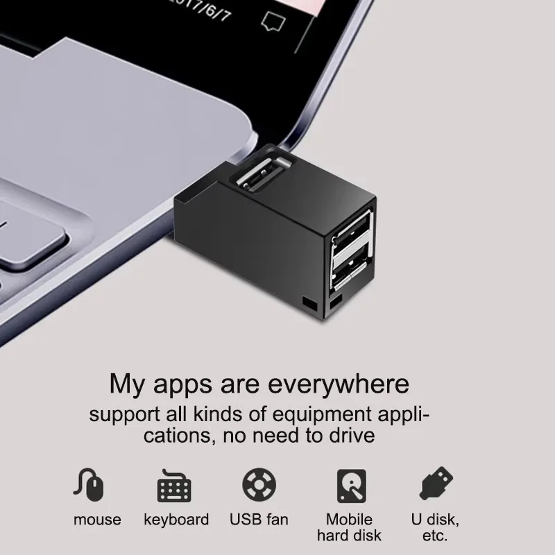 Portable USB 3.0 Hub 3 Ports High Speed Data Transfer USB Splitter For Laptop U Disk Docking Station Type C HUB 2.0 Port Adapter