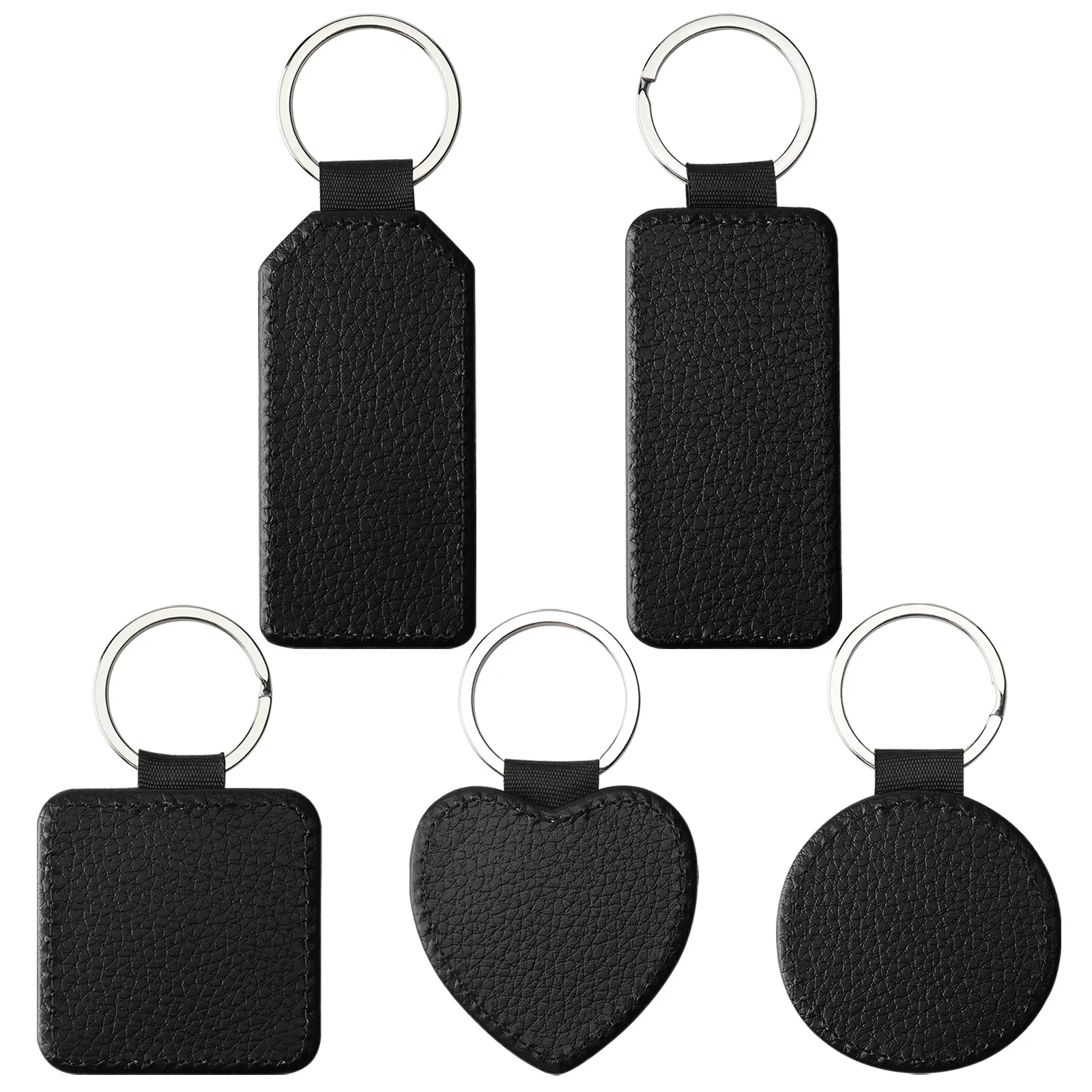 10pcs Sublimation blanks keychain PU leather keyring key tag chains DIY craft blank bulk wholesale