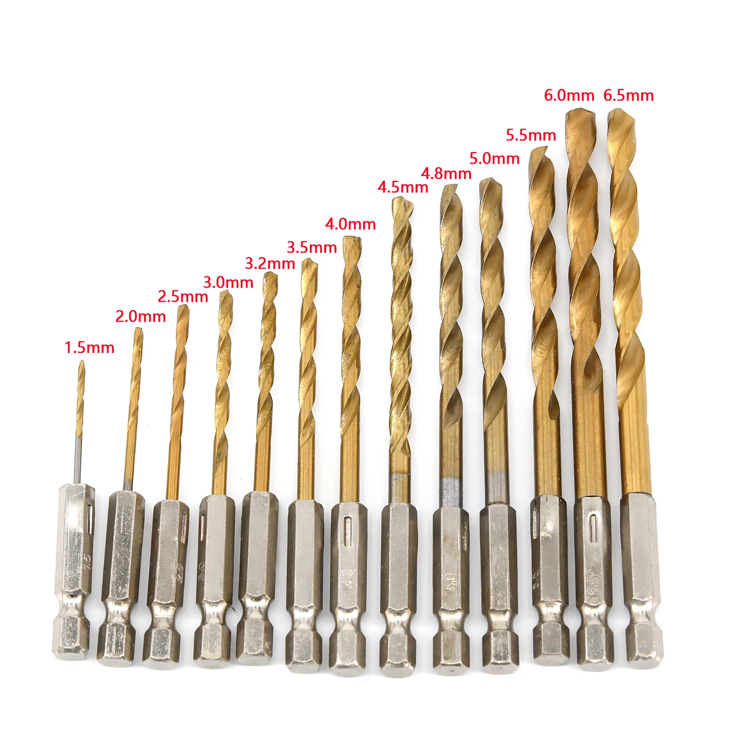 

13 Pcs Drill Bit Set Coated HSS High Speed Steel Hex Shank Quick Change Hand Tools Power Tools Accessories