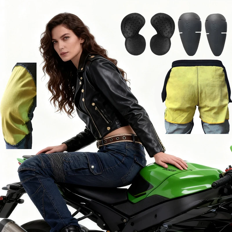

Kevlar Motorcycle Jeans Women Abrasion Resistant Protective Pants Motocross Gear Spring Autumn Riding