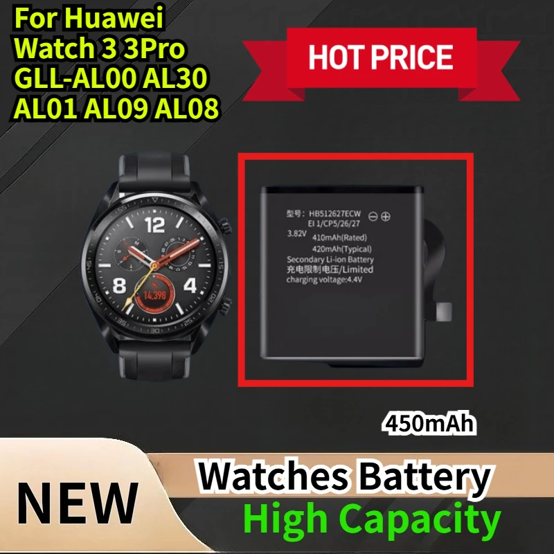 

450mAh Watches Battery for Huawei Watch 3 3Pro GLL-AL00 AL30 AL01 AL09 AL08